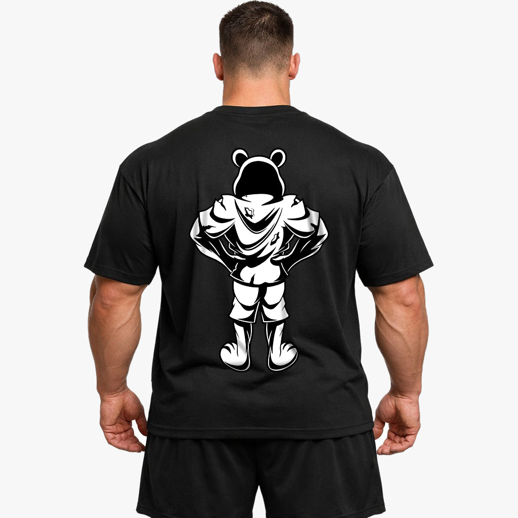 Bear (Backprint) B&WOversized Shirt